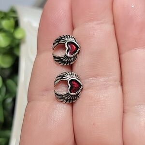 Angel Heart Stud Earrings, unisex